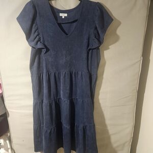 Chic Navy Tiered Midi Dress